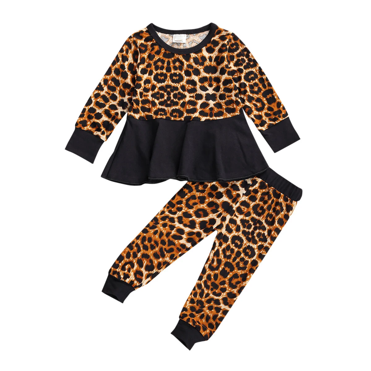 Toddler Kids Baby Clothing Set Solid Top Print Pant Girl Ruffle Floral Tops Pants Leggings 3pcs Outfits Clothes 1-5 Years