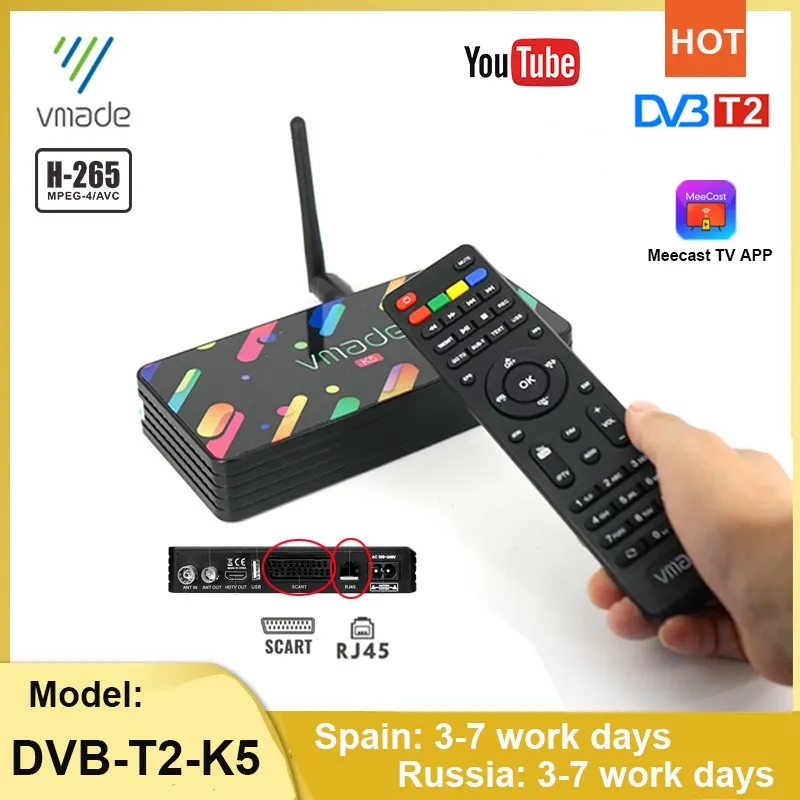 

DVB-T2 H.265/HEVC decoder HD tuner digital set-top box T2 full 1080P TV receiver support MeeCast M3U Youtube terrestrial TV box