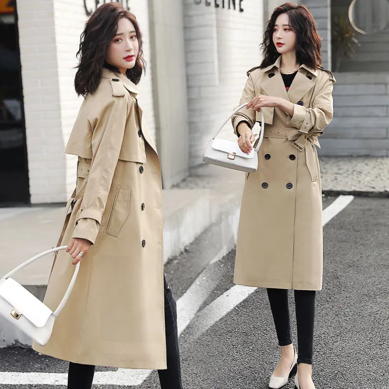 

2019 Spring And Autumn New Style Popular Trench Coat Women's Mid-length Korean-style Fashion Elegant over-the-Knee British Style