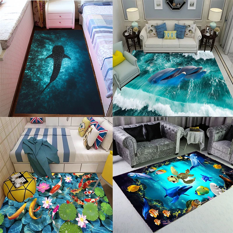 ALAZA Cartoon Shark Coral Reef Ocean Sea Summer Collection Area Mat Rug Rugs for Living Room Bedroom Kitchen 2' x 6' 