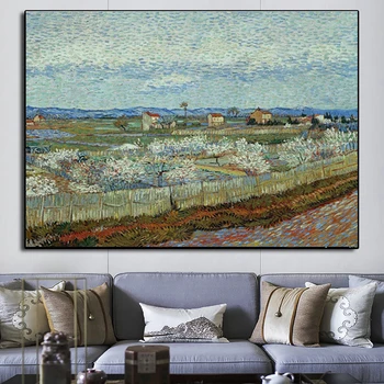 

Peach Trees in Blossom Canvas Painting Van Gogh Landscape Posters and Prints Wall Art Picture for Living Room Home Decor Cuadros
