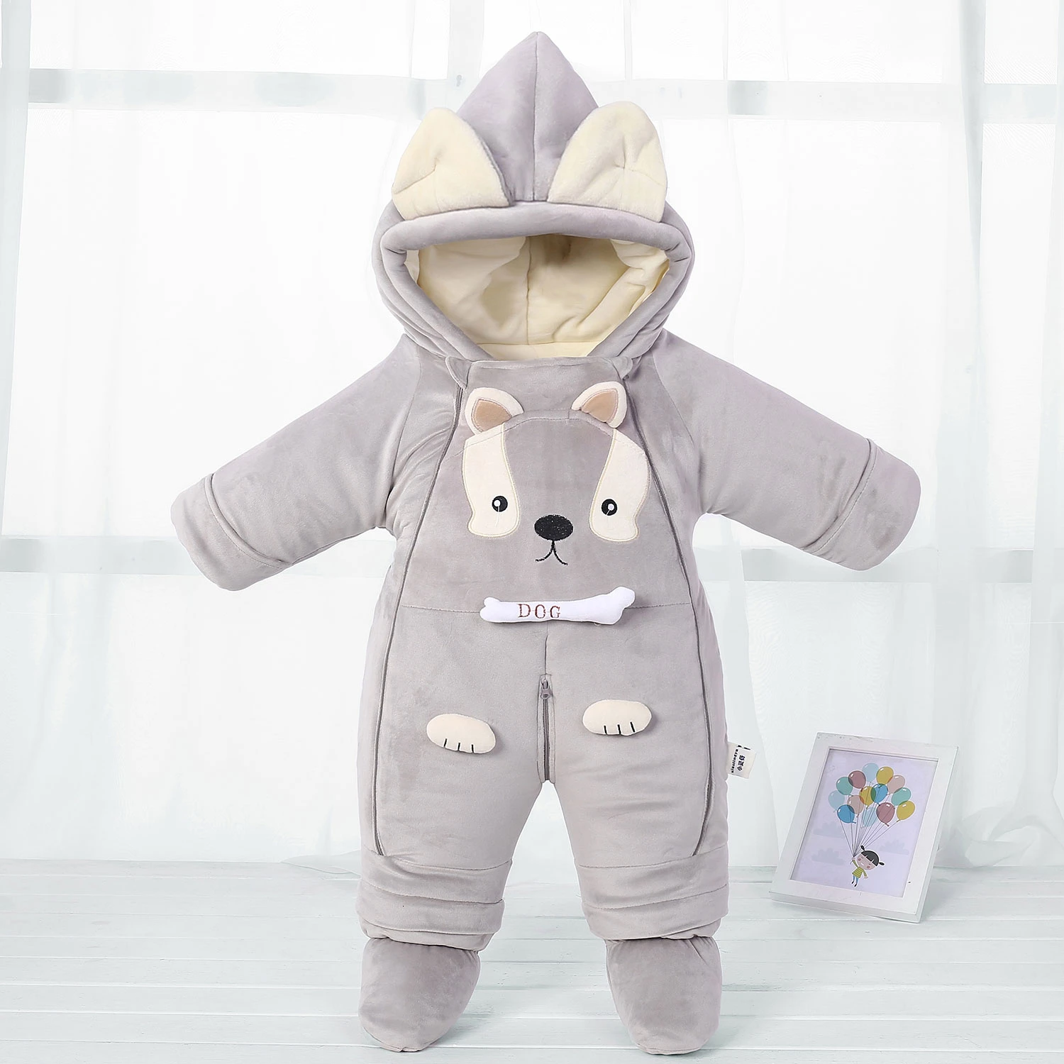 puppy gray 30 градусов,, стильные комбинезоны для новорожденных, теплый зимний комбинезон для малышей, одежда для девочек, комбинезоны для мальчиков с милым рисунком, Комбинезоны для младенцев - Цвет: puppy gray