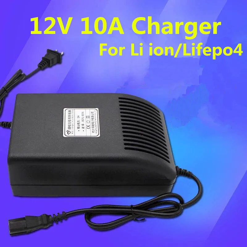 

12V 10A fast Charger 12.6V 16.8v li-ion 14.6V lifepo4 Smart Charger for lithium lifepo4 scooter Solar boat golf car battery