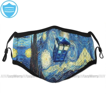 

Tardis Mouth Face Mask Van Gogh Facial Mask Funny Kawai with 2 Filters for Adult