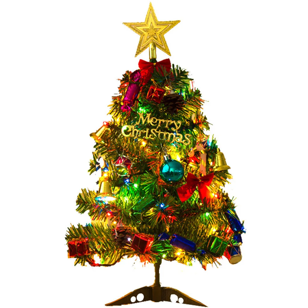50 см, рождественская елка, украшение для дома, декоративный светодиодный светильник, искусственный маленький сосновый декор для рабочего стола, 45 - Цвет: 1