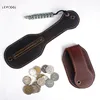 LEACOOL 100% Genuine Leather Racket Sap Big Capacity Coin Purse Defense Multi function Jacksap EDC Coin Bag ► Photo 1/6