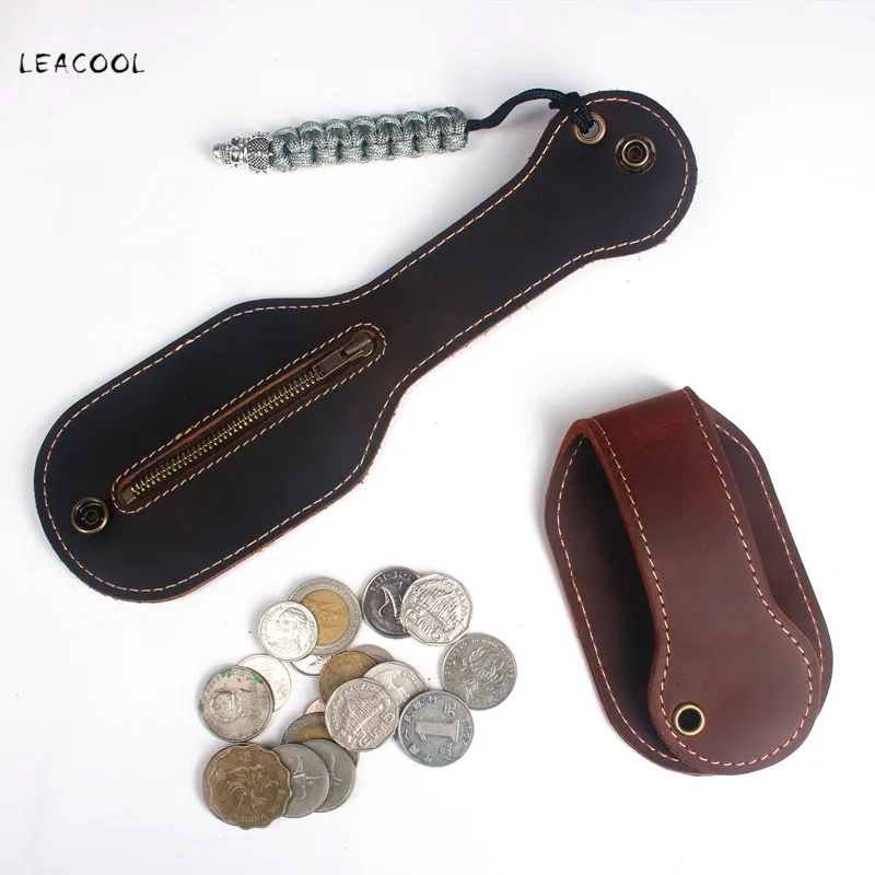 Coin Purse Genuine Leather Racket Sap Big Capacity Belt Jacksap Self Defense