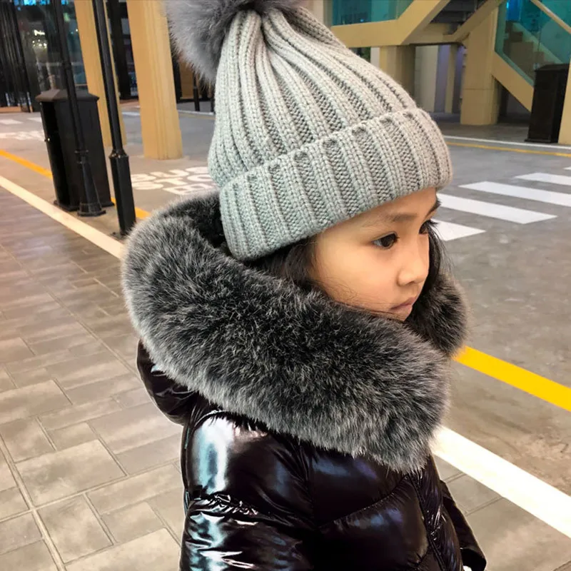 Gray fur collar Зимние детские пуховики классические длинные пуховые пальто с меховым воротником для девочек, От 2 до 12 лет одежда детские пуховики и парки - Цвет: Gray fur collar