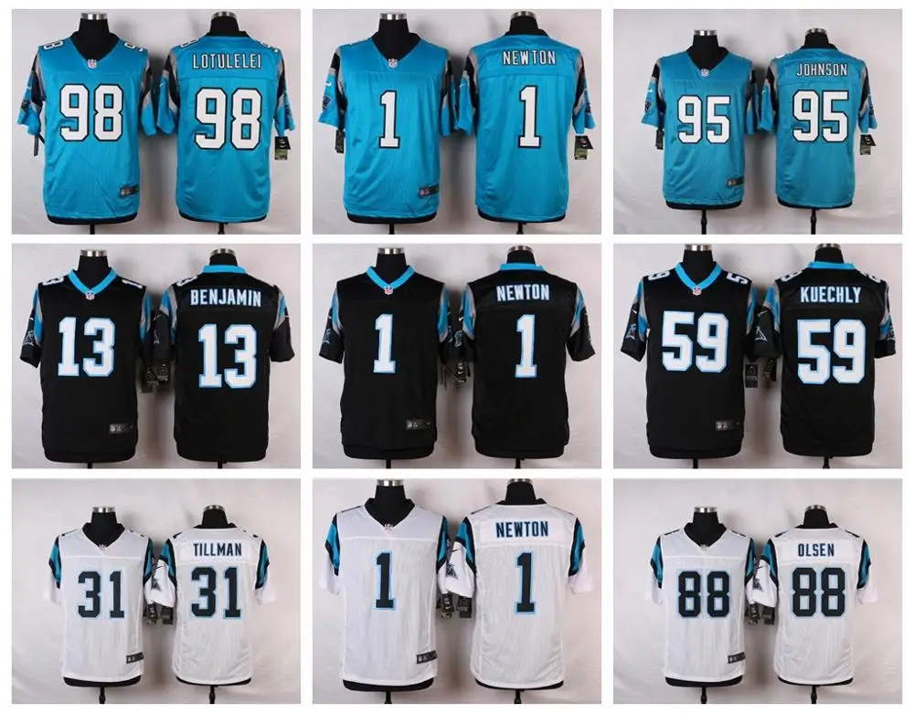 Stitiched, Carolina, Cam Newton, Josh Norman, Luke Kuechly, Greg Olsen, Kelvin Benjamin, Star lotulei, Charles jonson Jersey