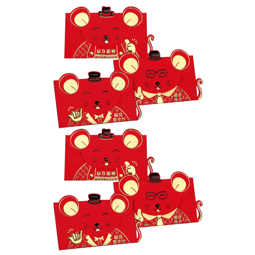 Маленький красный конверт с карманами для денег, китайский новогодний конверт, Подарочный пакет для счастливых денег, новогодний креативный подарок - Цвет: 6 Pcs