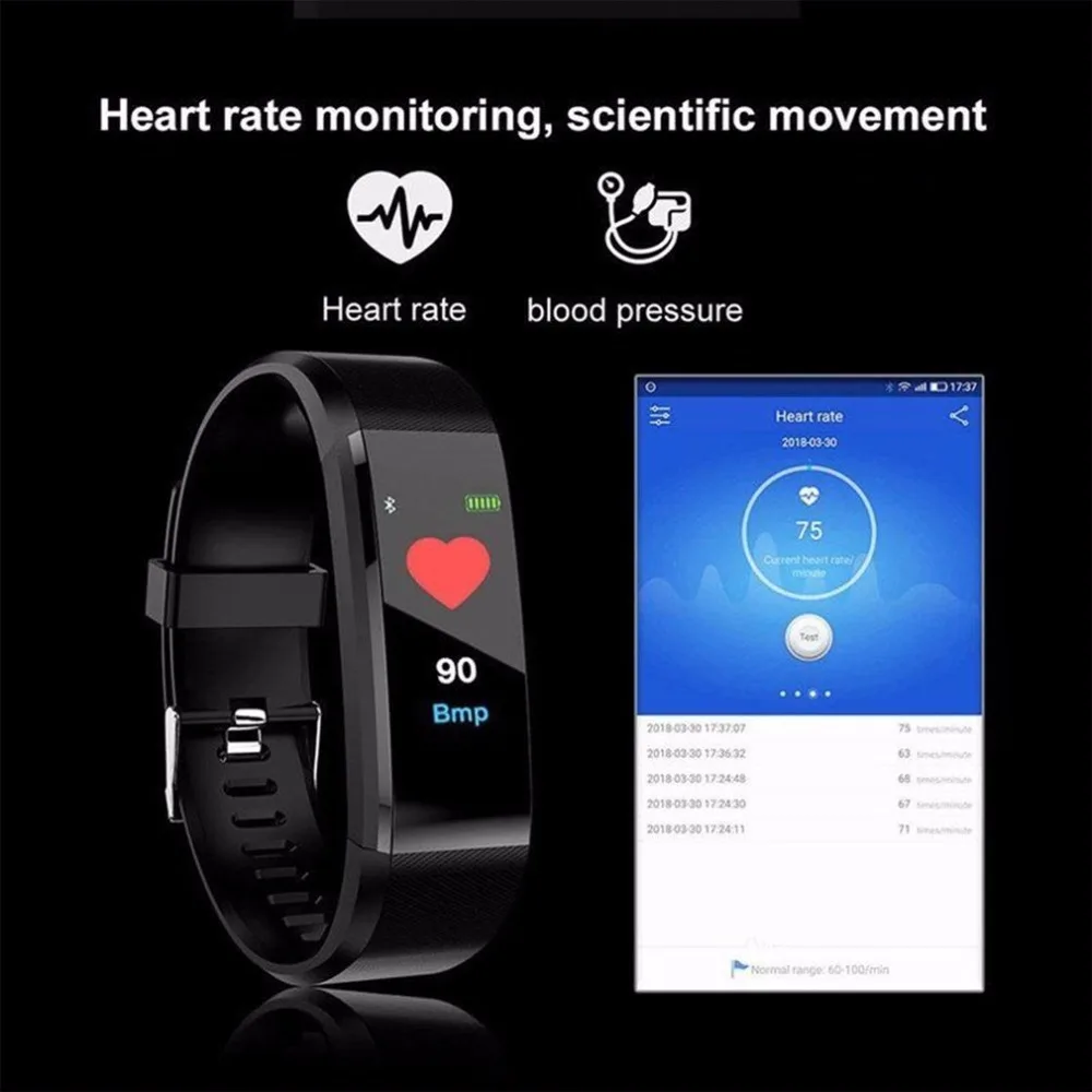 Oloey 115 плюс смарт-браслет монитор сердечного ритма кровяное давление фитнес-трекер Смарт-часы спортивные часы для Ios Android
