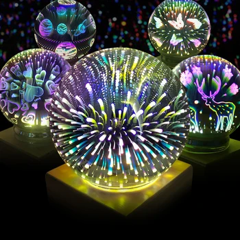 

3D Star Fireworks Effect Night Light LED Lamp Magic Crystal Ball Lamp Colorful Sphere Fireworks Decoration Home Table Desk Lamp