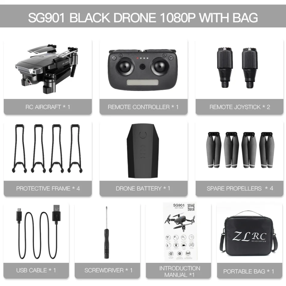 SG901 WiFi FPV Радиоуправляемый Дрон с 4K камерой 4ch оптическое позиционирование потока Следуйте за мной жесты Фото Видео RC Квадрокоптер вертолет игрушки - Цвет: 1080P with Bag 1B