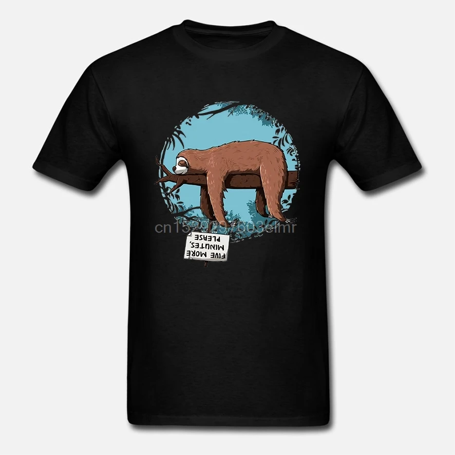 Fashion Streetwear Boy Lazy Sloth T Shirt 100% Cotton Homme Tee Shirts Quality Camiseta |