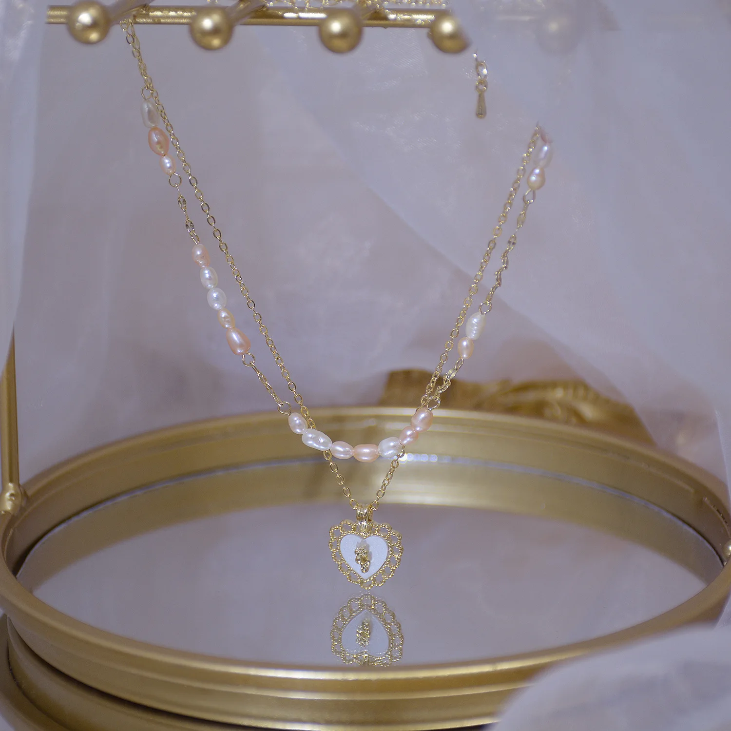 

Luxury Korean Version Of The New Natural Freshwater Pearl Love Premium Two Piece Short Temperament Banquet With Female Necklace