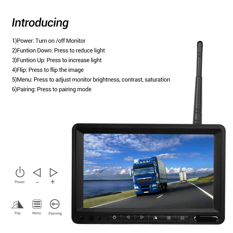 Car Wireless Reversing Wifi Rear View Digital Camera 7 Inch High Definition Display Led Infrared Suitable for Truck Rv Trailer C