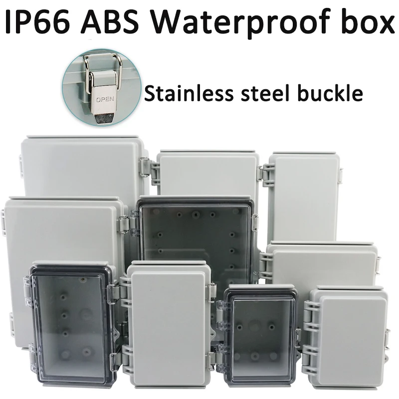 

IP66 Electrical Project Box w buckle ABS Waterproof Junction box Enclosure Plastic distribution Outdoor Instrument Housing case