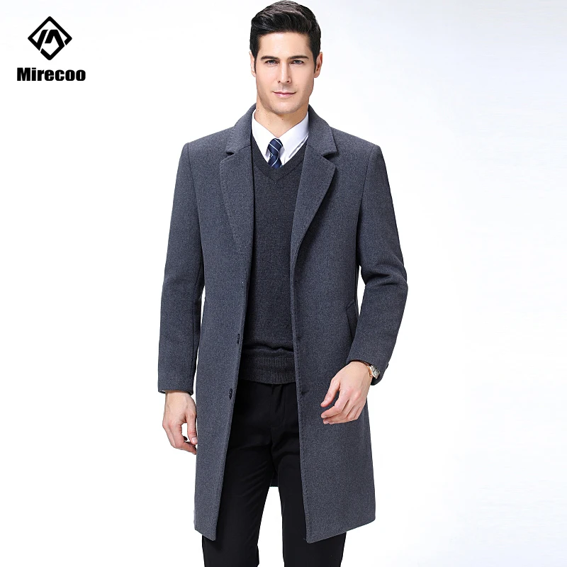 Men's Wool Coat Winter Solid Soft Long Trench Jacket Male Single-Breasted Turn-down Collar Business Casual Overcoat Parka 2019 Men's Wool Coat Winter Solid Soft Long Trench Jacket Male Single-Breasted Turn-down Collar Business Casual Overcoat Parka 2019