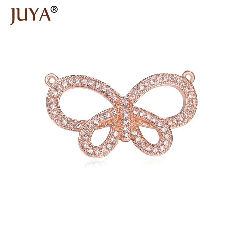 rose gold Роскошный циркониевый Кристалл Ювелирная фурнитура модный дракон/Слон/бабочка/Бесконечность/Ангел/дерево подвески соединительные приспособления - Цвет: rose gold