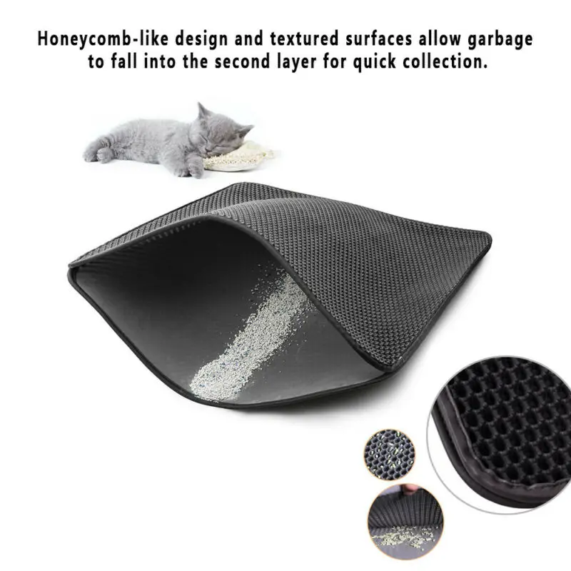 Foldable Waterproof Cat Dog Litter Trapping Sleep Bed Mat Double Layer Honeycomb Design Tray Trap Cat