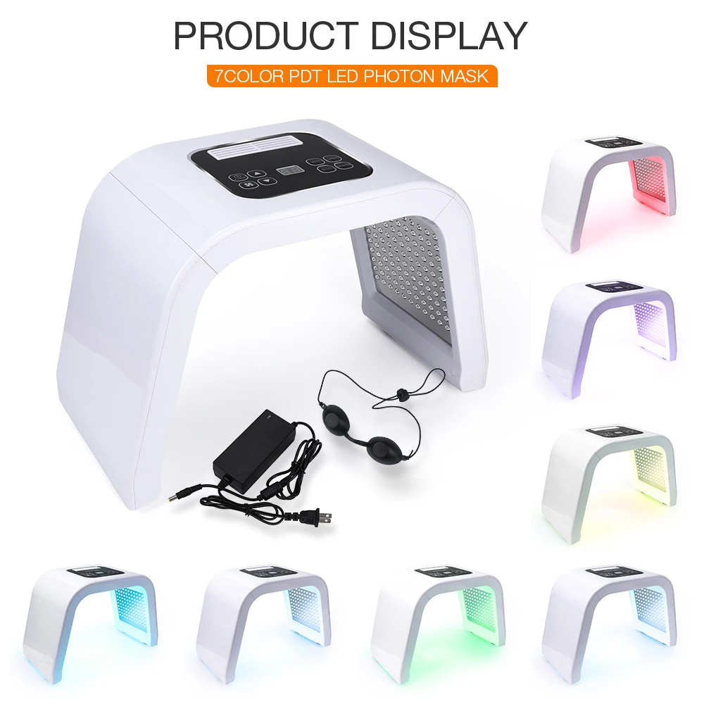 Online Profesional 7 colores PDF Led máscara de luz Facial terapia de rejuvenecimiento de la piel Spa removedor de acné antiarrugas BeautyTreatment
