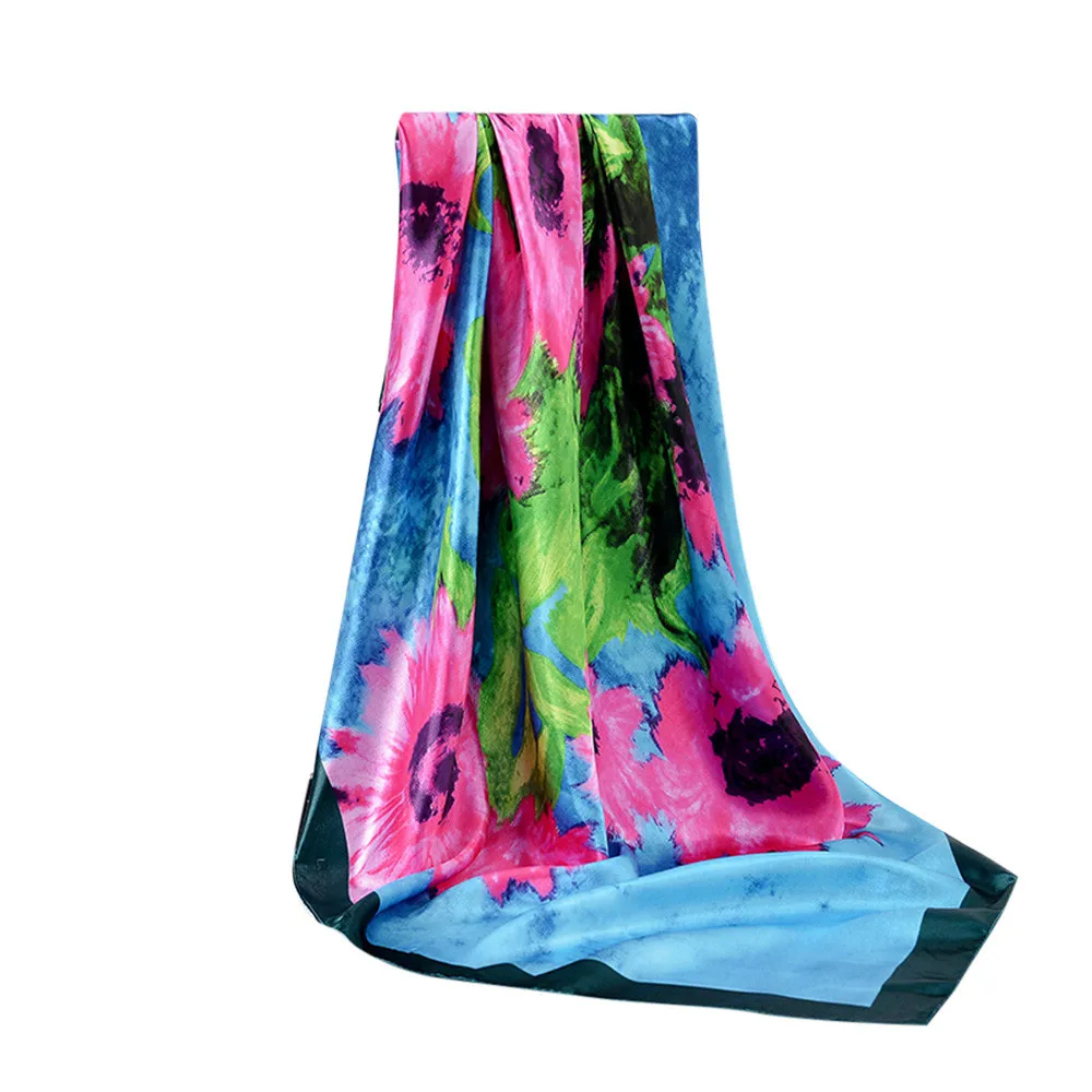 Роскошные тонкие шали Шелковый атласный шарф шаль 90X90 см женский точечный Принт шарф Мода ретро Женская многофункциональная шаль шарф