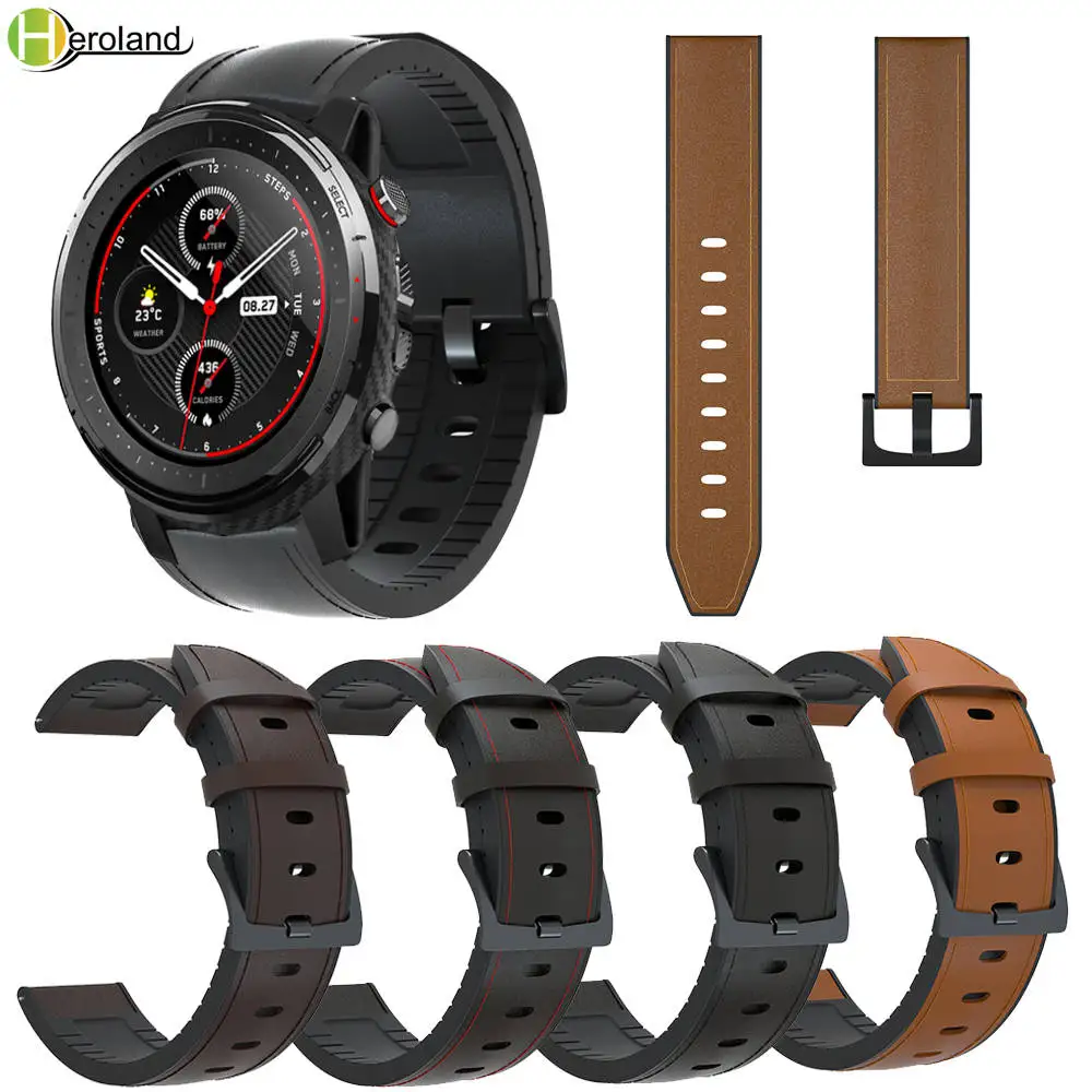 

22mm Watch Strap Leather For Huami Amazfit Stratos 3 2 2S Bip 5 Smart Watchband 20mm Wristband For Huawei Watch GT 4 3 2 46mm