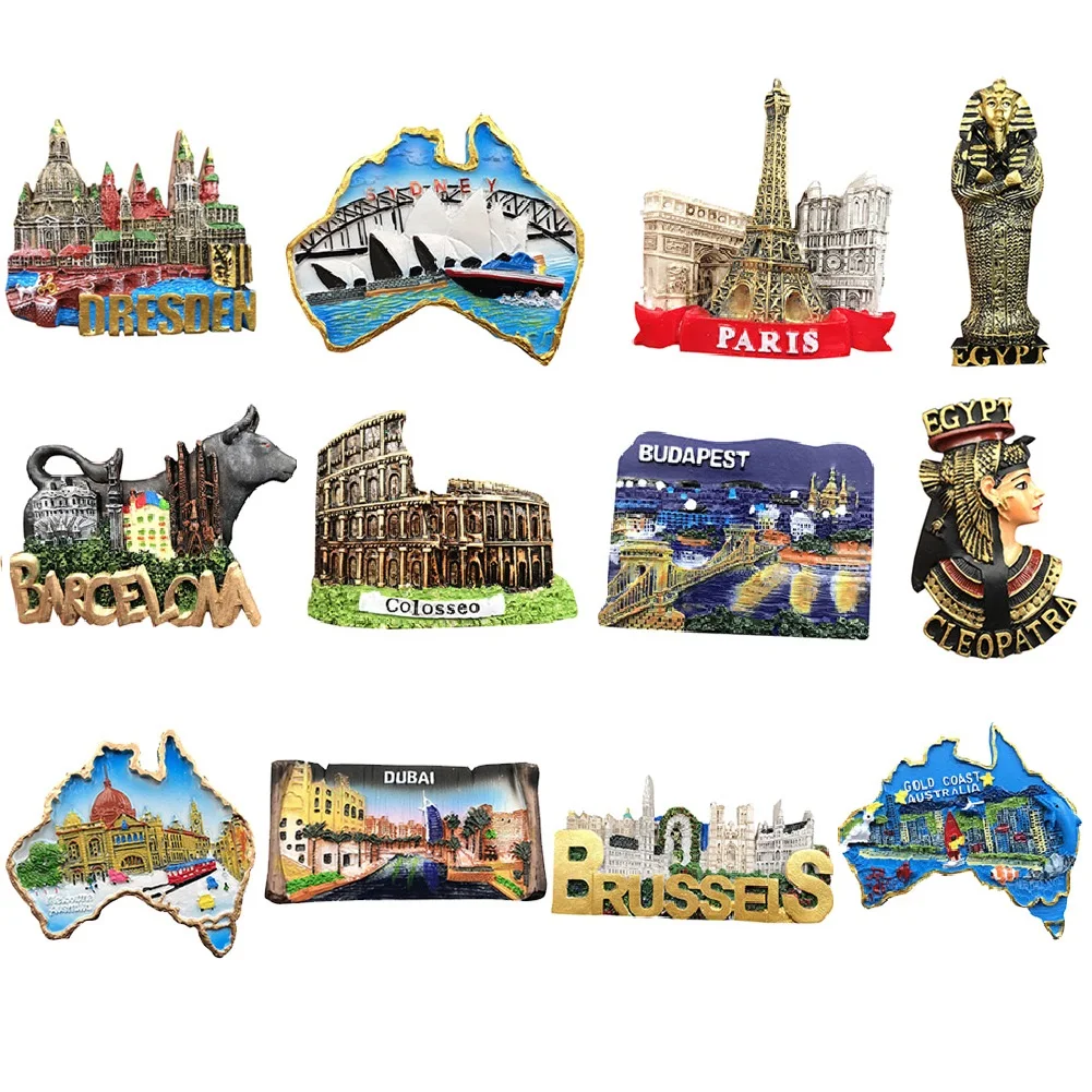 

Home And Kitchen Resin Refrigerator Sticker Magnets Scenic Spots Pattern Fridge Magnets Kitchen Refrigera Decoration Accessories