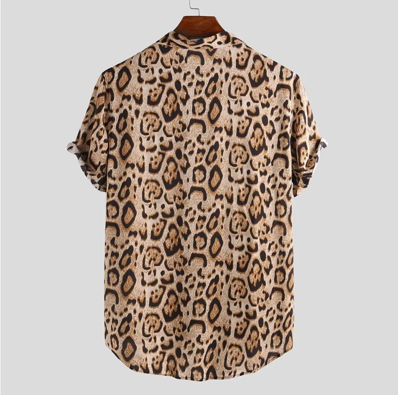 Sexy Leopard Print Hawaiian Beach Shirt Men 2021 Brand New Short Sleeve Men Tropical Aloha Shirt Casual Button Down Chemise 3XL 2