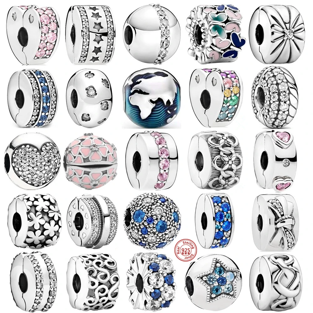 

New Clover Bow Path Leaf Star Clip DIY Beads Fit Original Pandora Charms 925 Sterling Silver Plated Bracelet Bead Jewelry Making