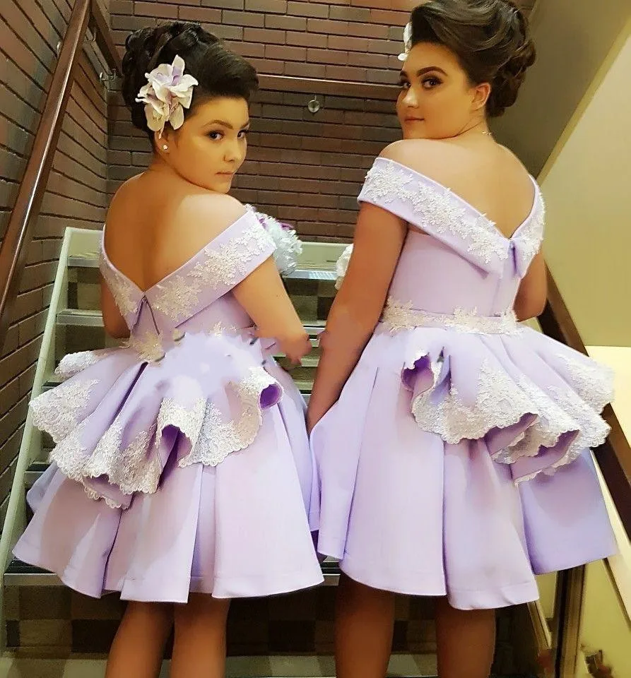 Robe de moisel d'honneur robe de mariee Сиреневое короткое платье подружки невесты vestido madrinha с кружевом длиной выше колена платье подружки невесты es дешево