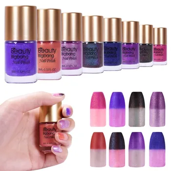 

BeautyBigBang Blue Color Changing Nail Polish Glitter Temperature Chang Thermal Lacquer Nail Art Accessories Polish Varnish