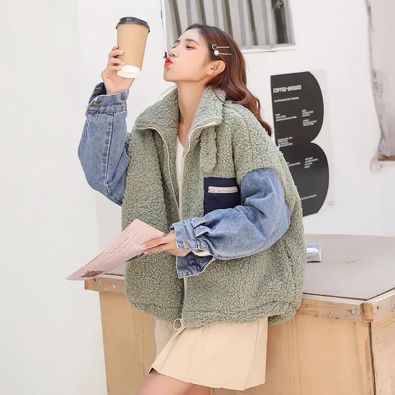 

Berber Fleece Coat Women Casual Winter Plus Size Jean Jacket 2020 Harajuku Female Clothes Chaqueta Vaquera Mujer L0141