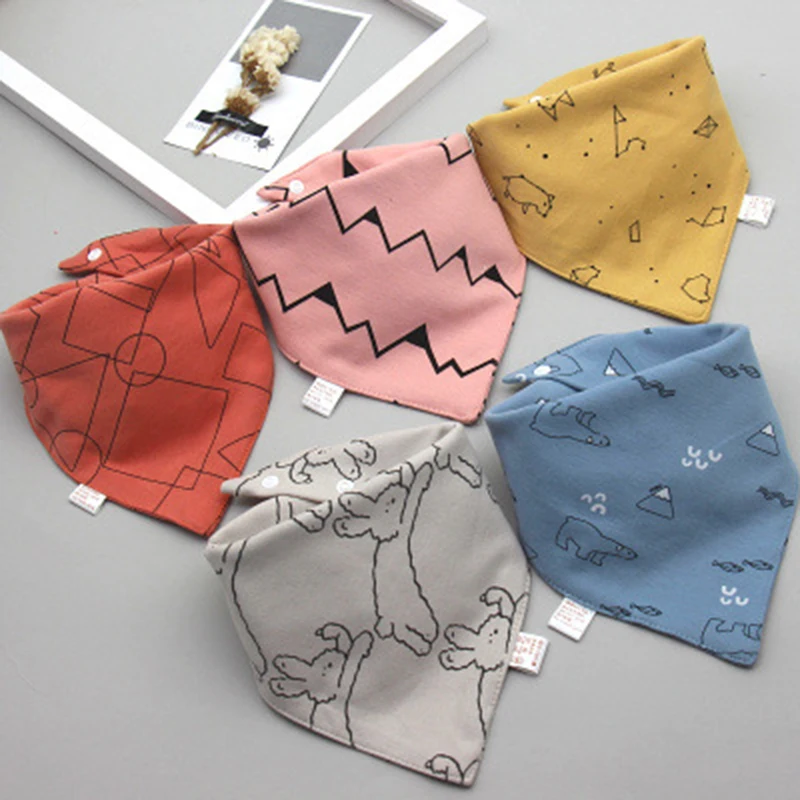 5Pcs/Set Baby Bibs Triangle Double Cotton Bandana Bibs Baby Boys Girls Babador Feeding Smock Infant Burp Cloth Baby Saliva Towel baby accessories crochet