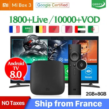 

IPTV France Arabic QHDTV Xiaomi MI Box 3 Android TV 8.0 2G+8G Support BT Dual-Band WIFI Google Certified Xiaomi no app included