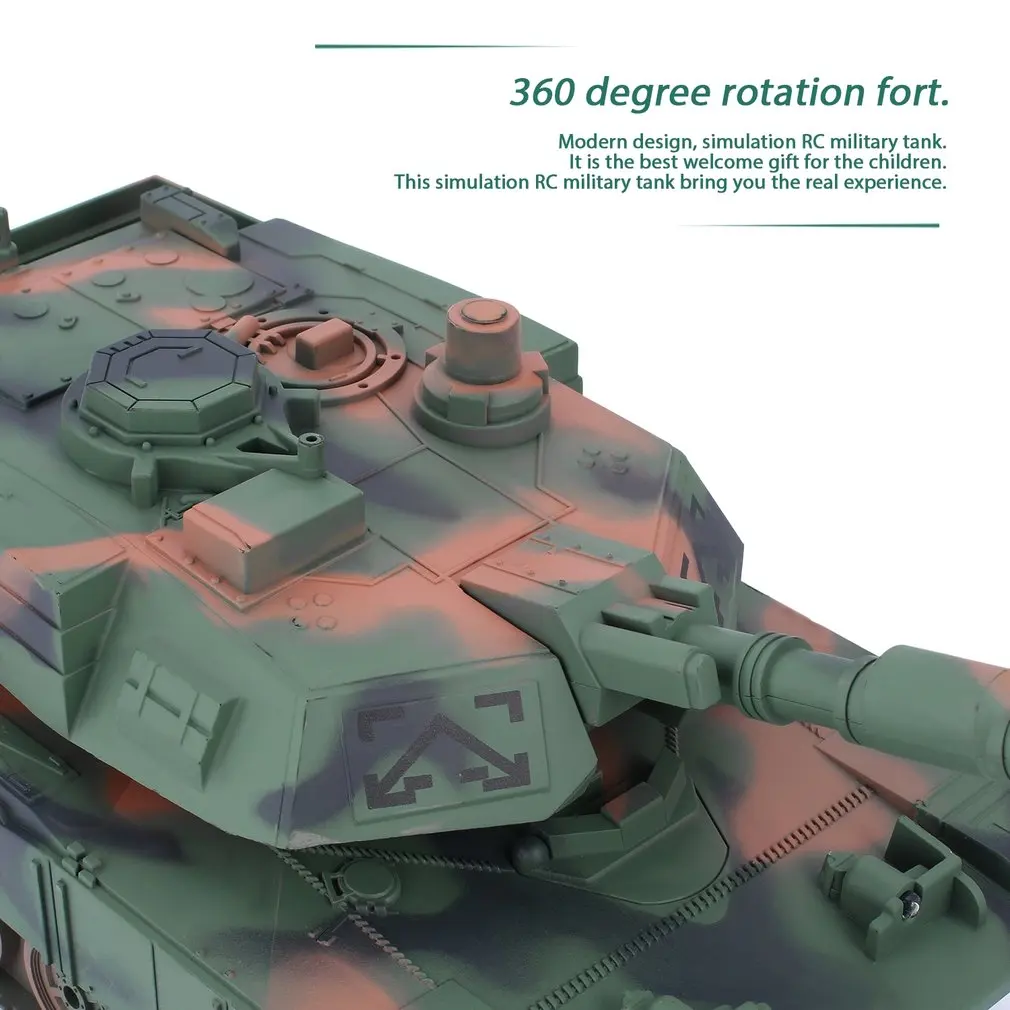 1:14 4CH Simulation RC Military Tank Turret Rotation Light & Music Remote Control Model Long Distance Control Kids Toy Gift
