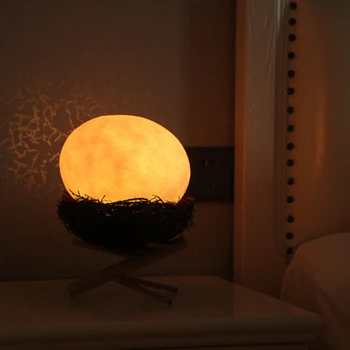 

3d Print Bird Nest Led Moon Lamp Colorful Change Touch Led Night Light With Bird's Nest Wood Base USB Intelligent Charge Light