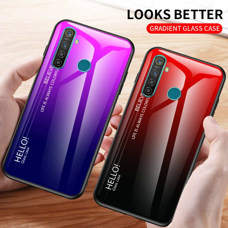 Роскошный чехол для OPPO Realme 5i жесткий из закаленного стекла 3 5 Pro противоударный |