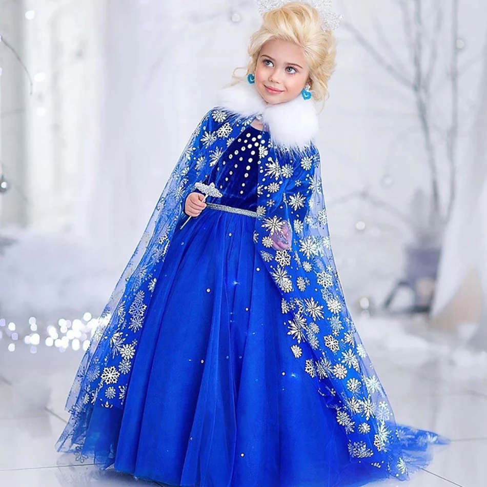 transferir represa Inspección Vestido de princesa de Frozen para niñas, traje de Elsa 2 para Navidad,  Halloween, fiesta de cumpleaños, bata de Elsa, capa de copo de nieve para  niños| | - AliExpress