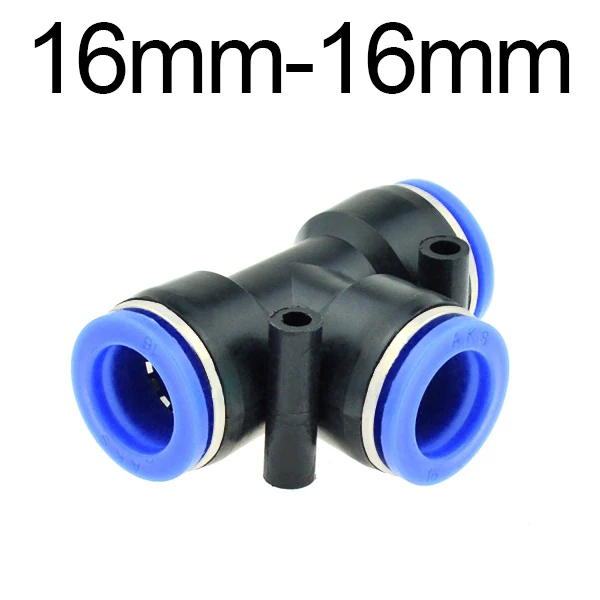 16mm-16mm 3-сторонний выход Т-образный ключ пневматический 10 мм 8 мм 12 мм, 6 мм, 4 мм, 16 мм наружный диаметр шланга пуш-ап-в Штуцер Воздуха быстрый разъем - Цвет: 16mm-16mm