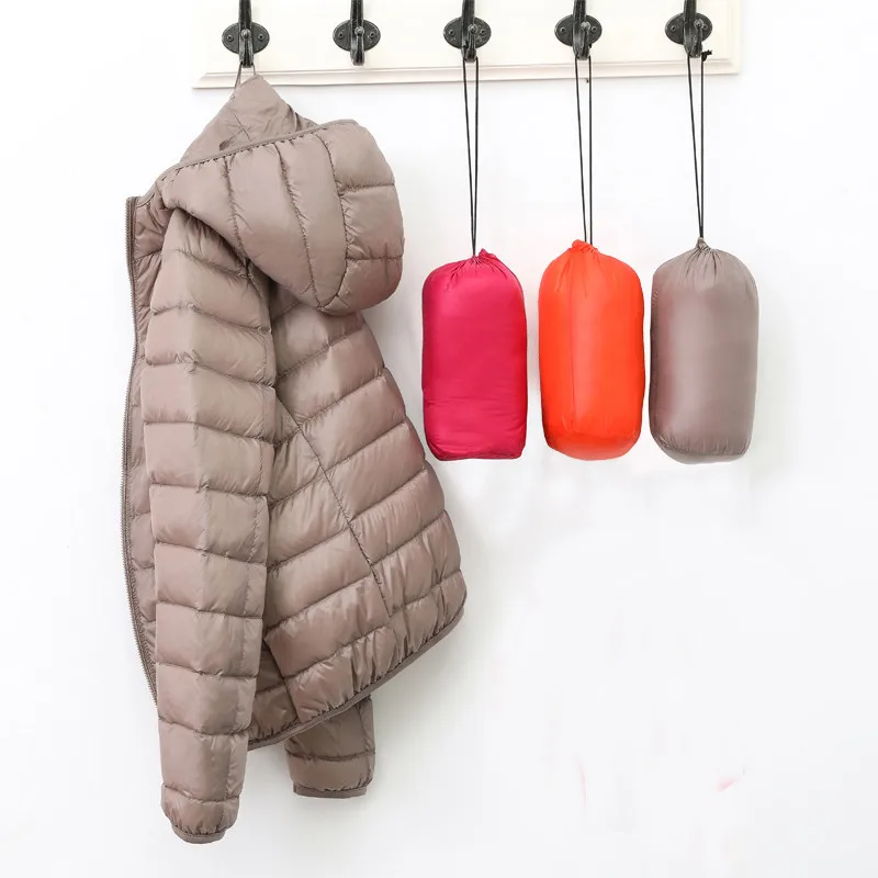 

2022 Autumn Winter Women Ultra Light White Duck Down Jacket Warm Hooded Down Coat Parkas Female Slim Thin Puffer Outwears Tops