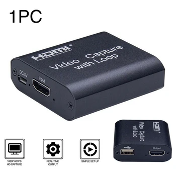 

Mini Video Capture Card USB To HDMI Video Grabber Record Box Video Capture With Loop HD Camera Recording Live Streaming