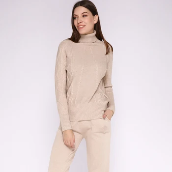 

Rlyaeiz Women Knitted Tracksuit 2019 Autumn Casual 2 Piece Set Women Knitting Turtleneck Pullover Sweaters + Pants Sporting Wear