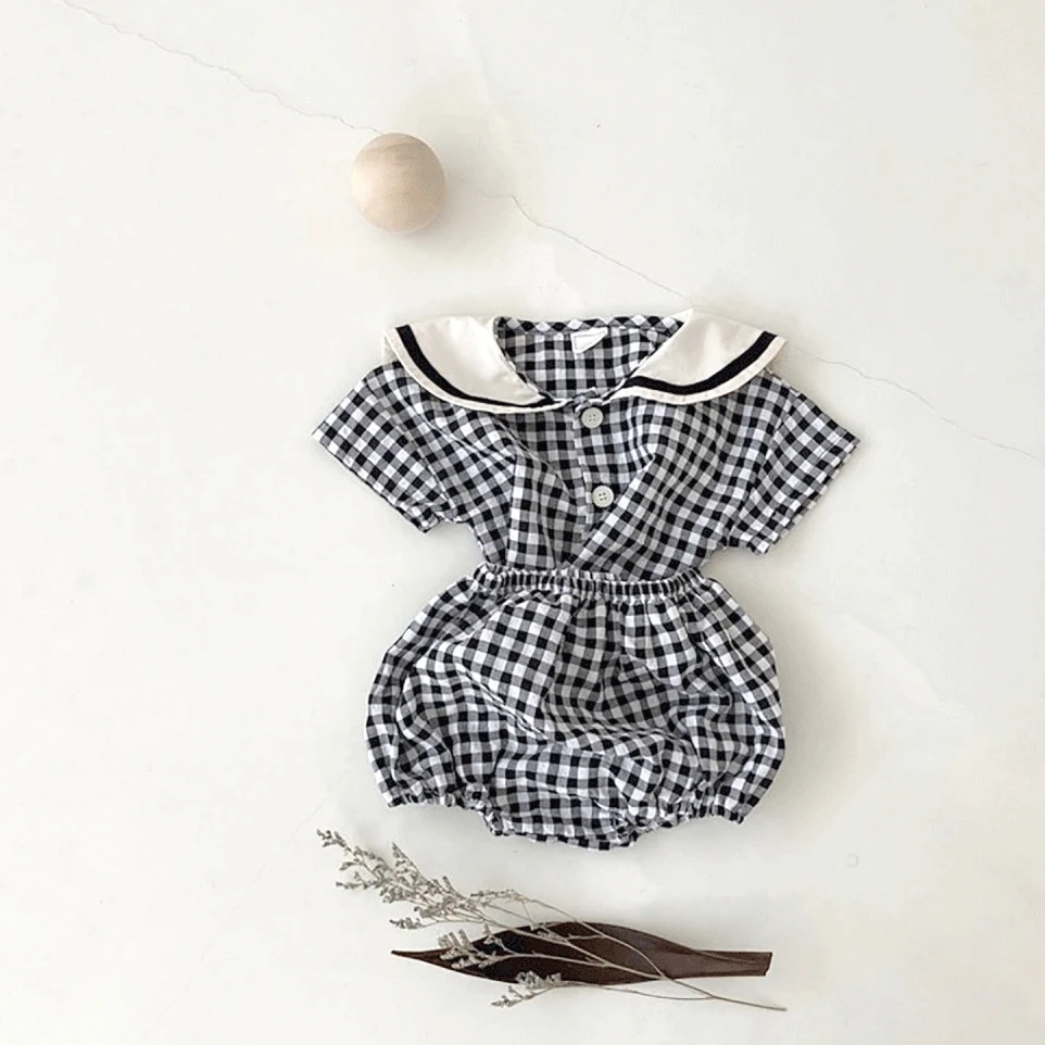 Cotton Baby Clothes Plaid Tees and Bloomer Sets