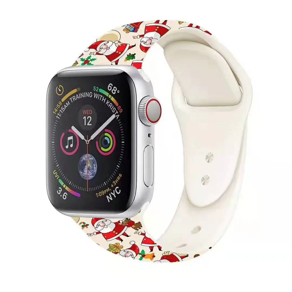 Силиконовый ремешок для часов Apple Watch 5 4 40 мм 44 мм 38 мм 42 мм Рождественский подарок ремешок для iwatch 1 2 3 4 5 браслет ремень