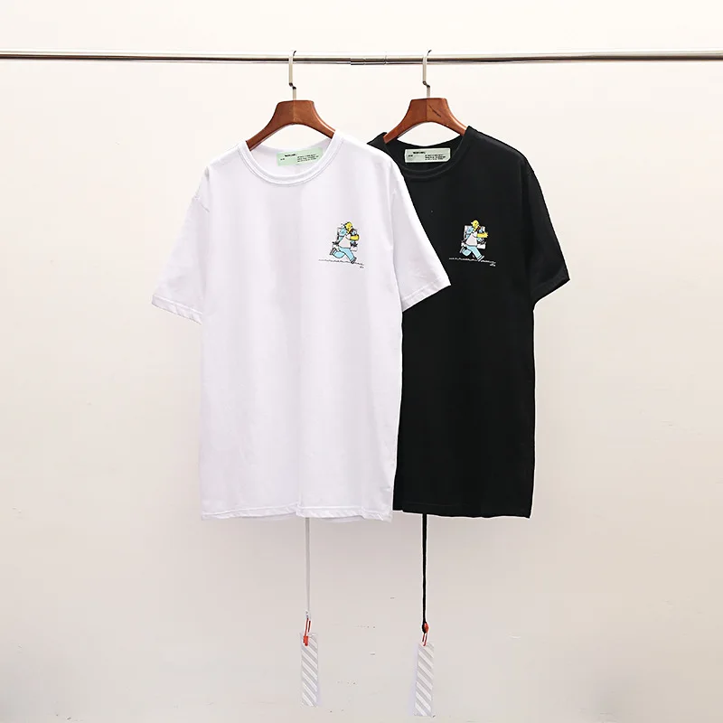 

2019 European And American Minimalist New Style Simpson Cartoon Printed Letter Crew Neck Short Sleeve Men And Women Couples Cart