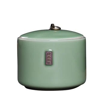 

Tea Jar Ceramic Storage Box Porcelain Sealed Box Puer Tieguanyin Jars Teaware Accessories Tea Holder with Lid Decor Crafts Gift
