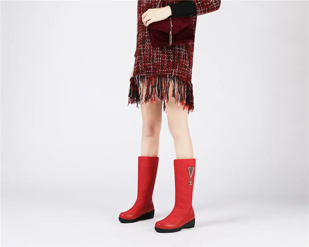 big size 44 russia winter snow boots women keep warm shoes waterproof boots fur non-slip mid calf boots black