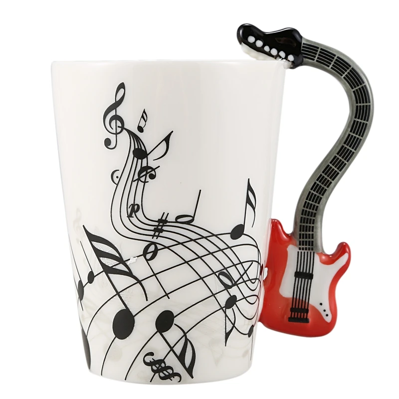 Funny Guitar Personality Music Note Cup Ceramic Coffee Tea Milk Novelty Mug Gift