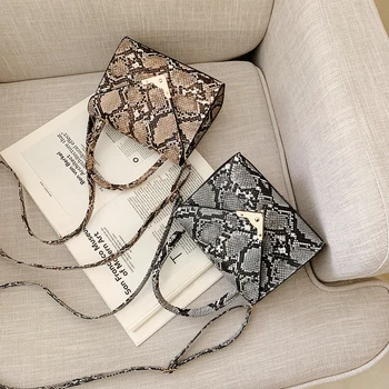 

Ladies Snake Skin Shoulder Messenger Bag Women PU Leather Travel Totes Handbags Simple Shoulder Messenger Bag